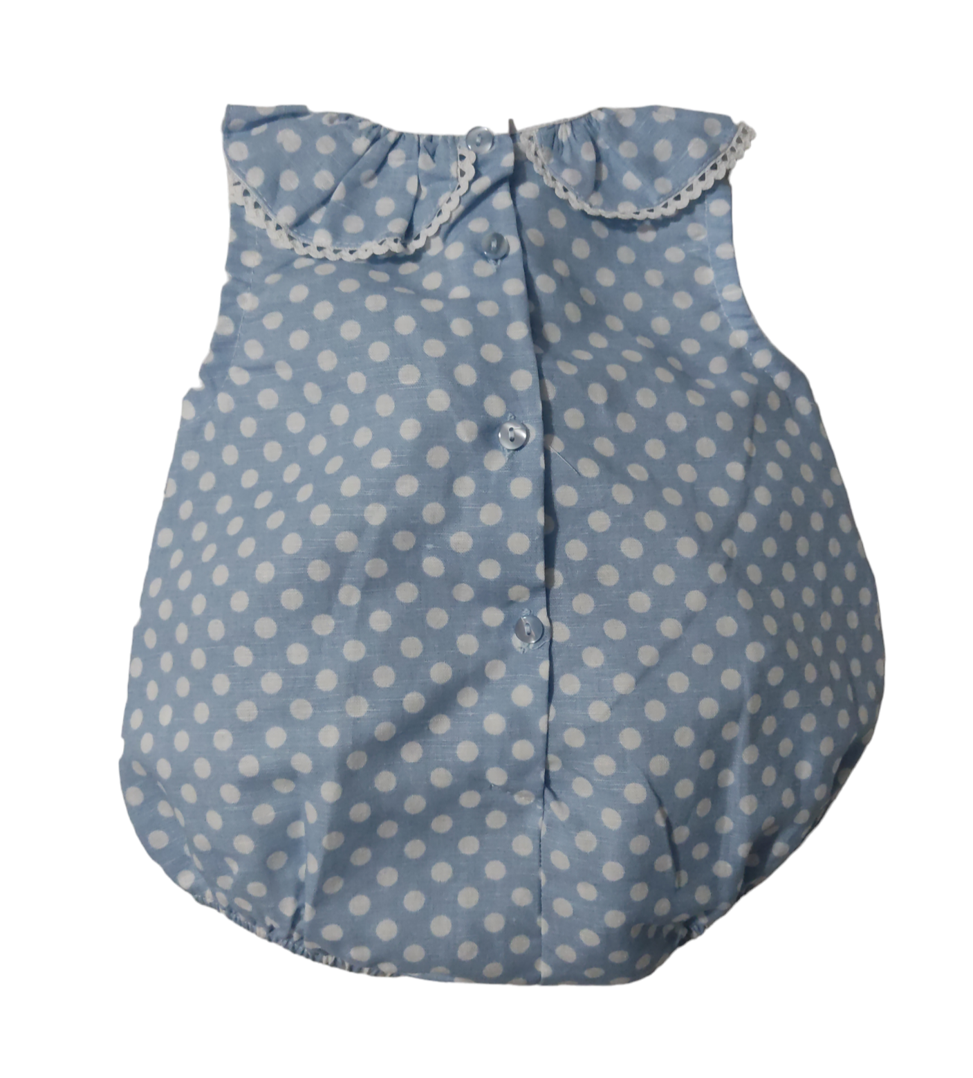 Pelele bebe con cuello de lunares color celeste