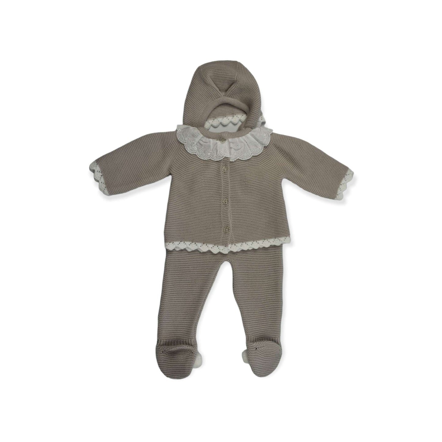 Conjunto de bebe para primera puesta color piedra