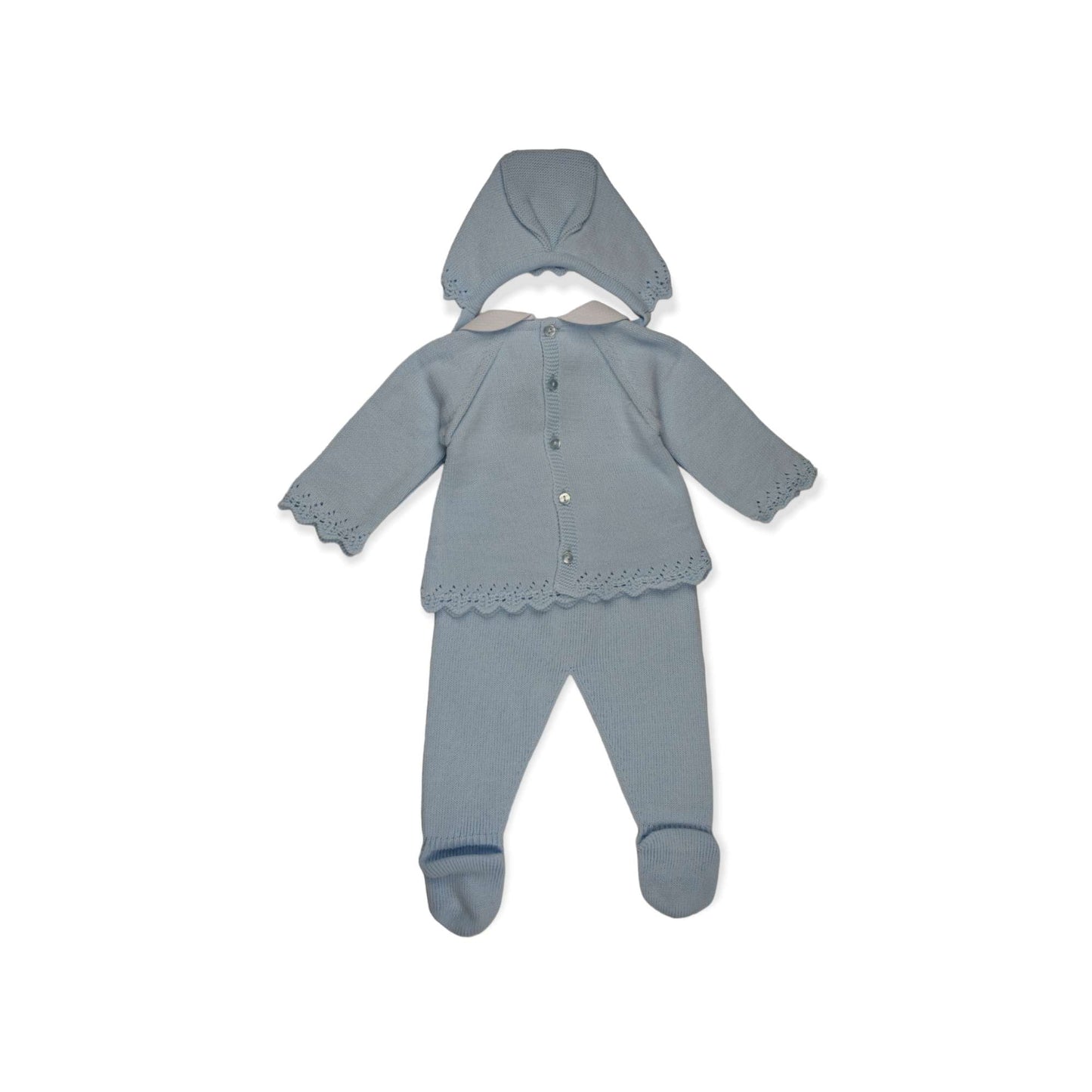 Conjunto de bebe para primera puesta de 3 piezas color Celeste