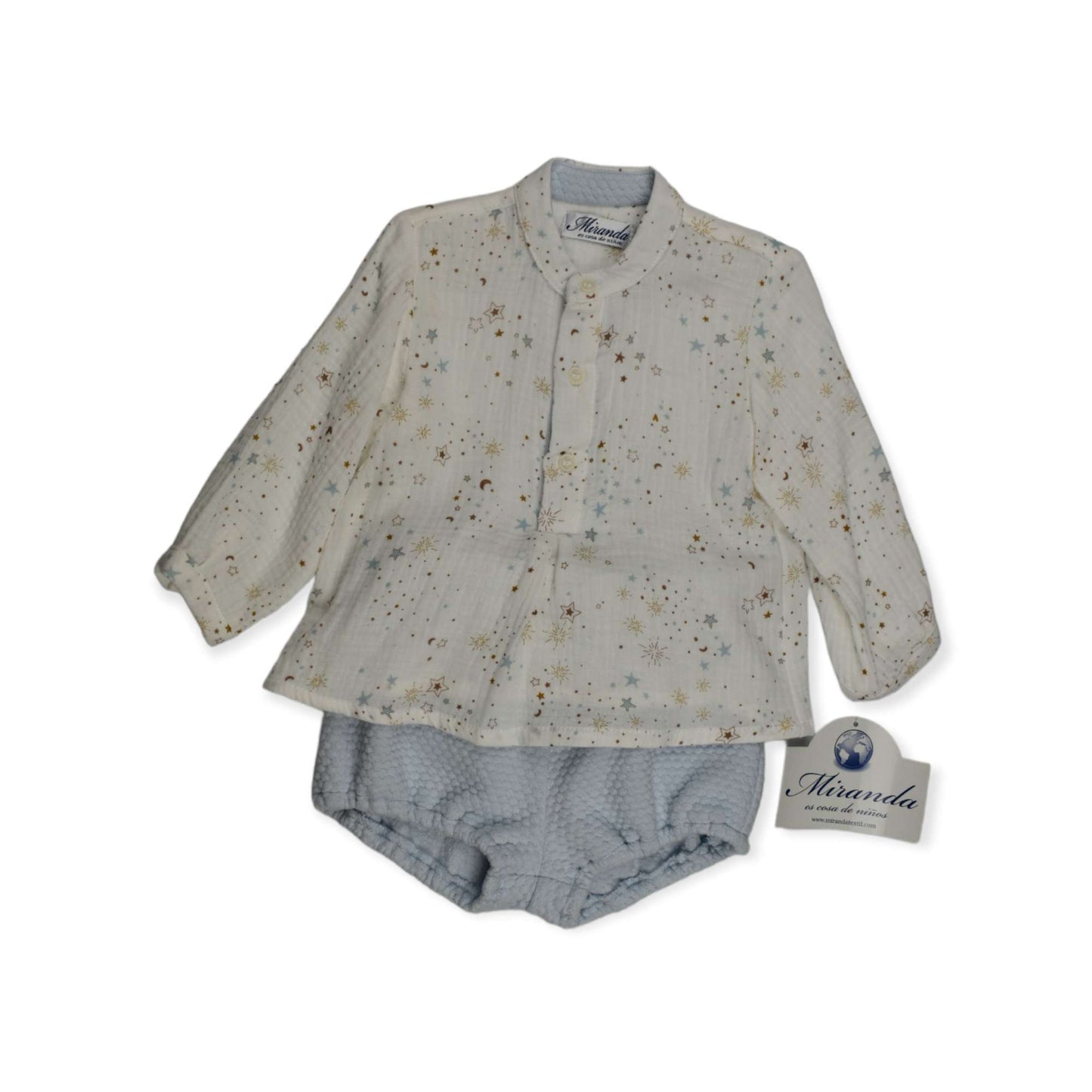 Conjunto bebe niño con blusa y cubrepañal