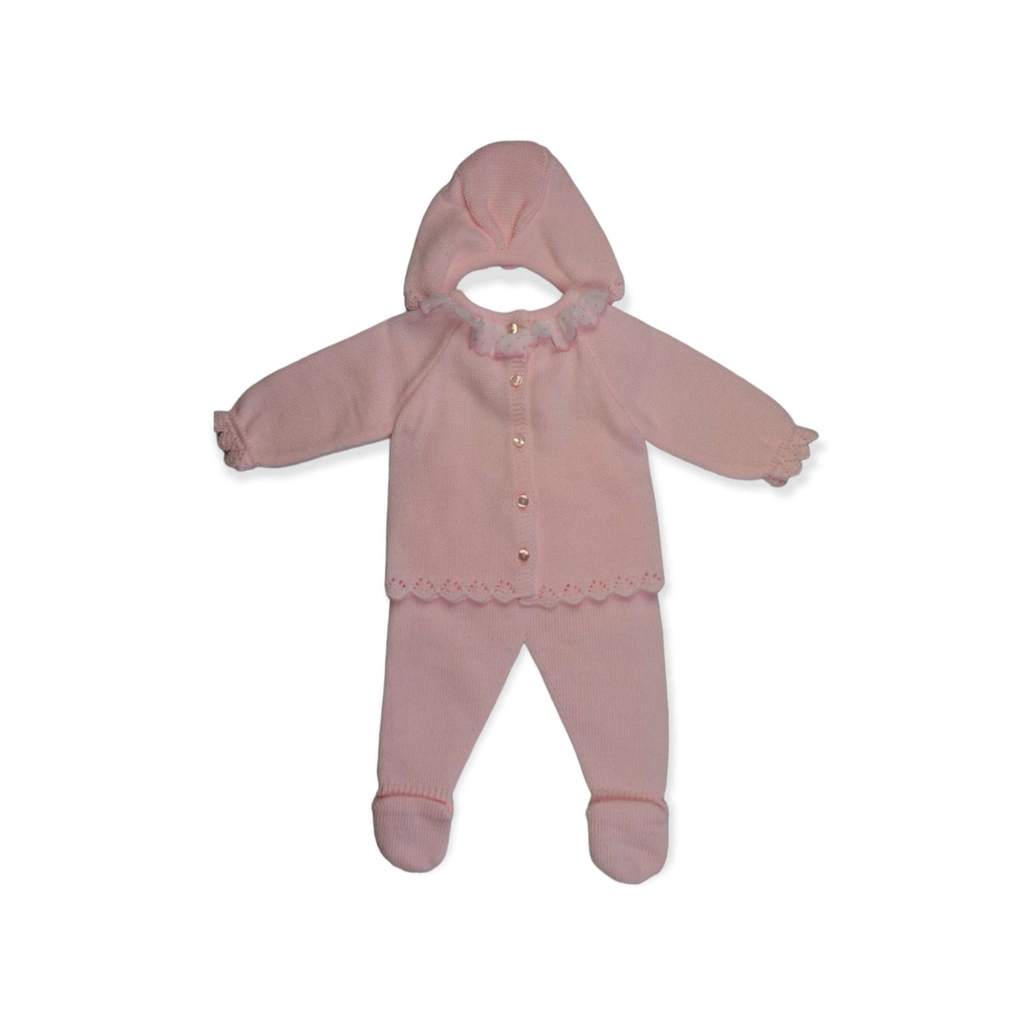 Conjunto de bebe para primera puesta de 3 piezas color Rosa
