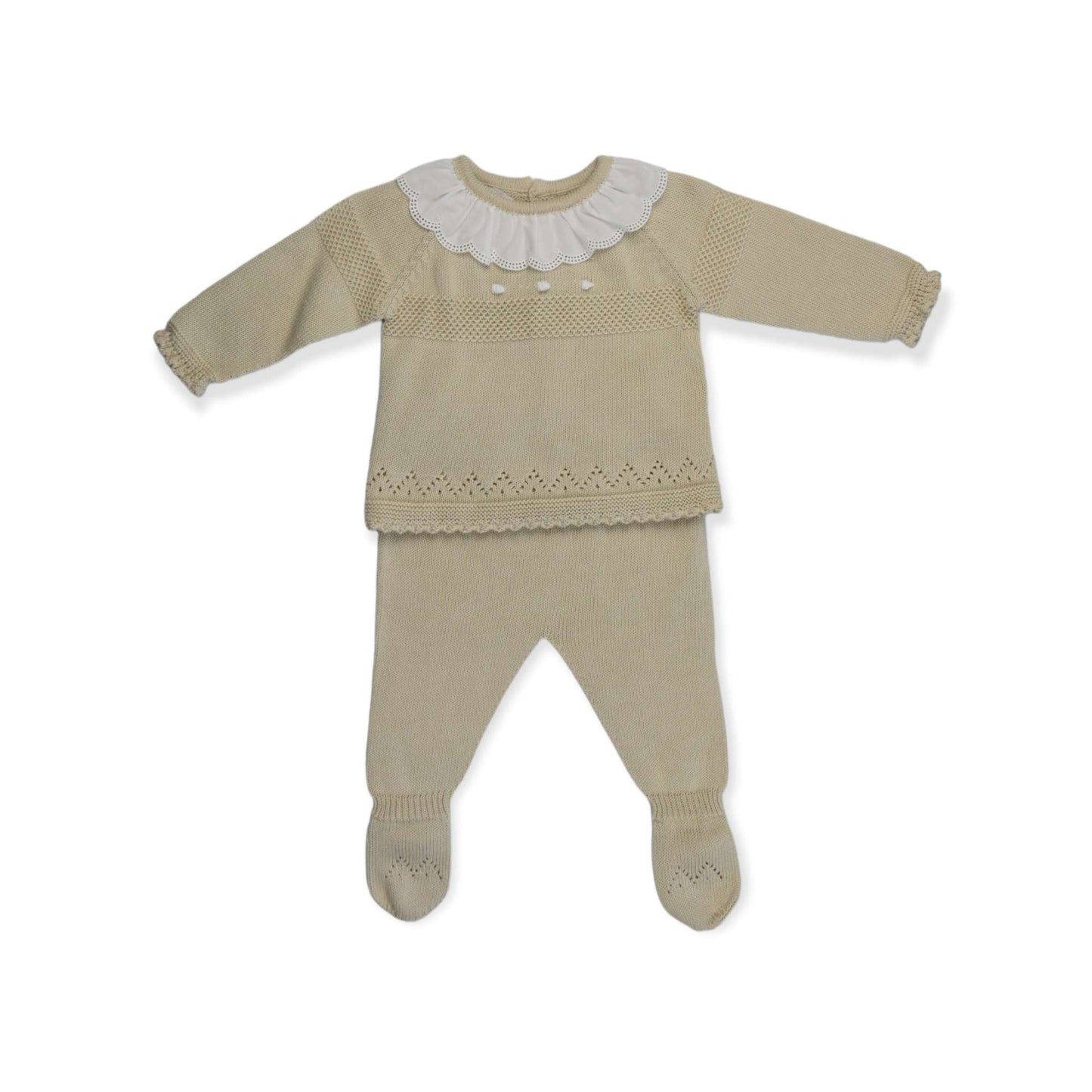 Conjunto de bebe para primera puesta de 2 piezas color crema