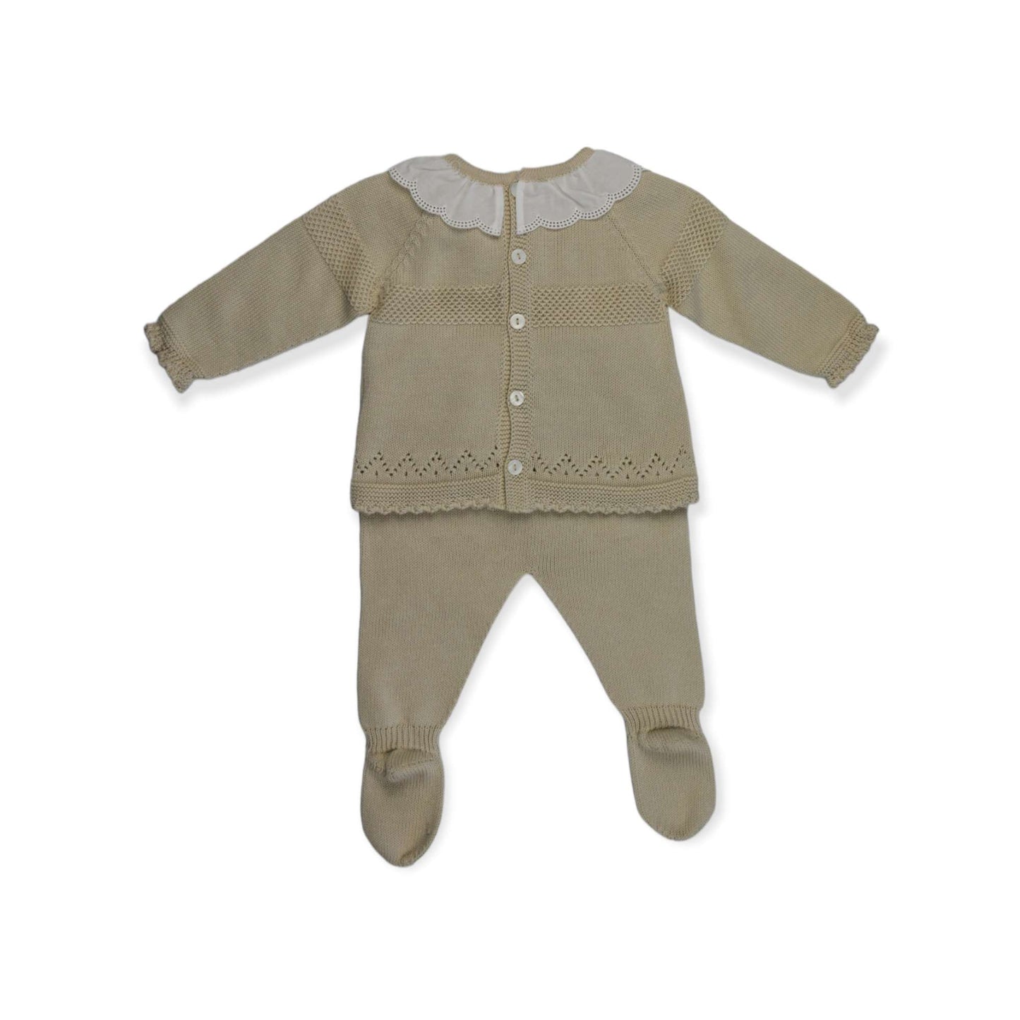 Conjunto de bebe para primera puesta de 2 piezas color crema